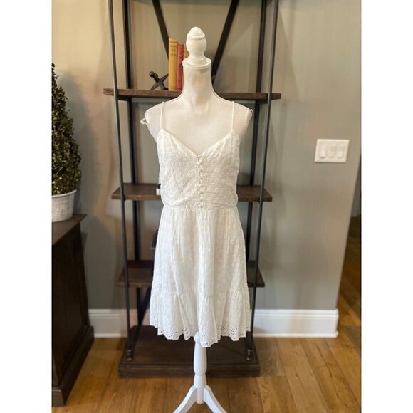 alice + olivia Fae Eyelet Embroidery Fit Flare Mini Dress White Womens Size 14 - Picture 7 of 13